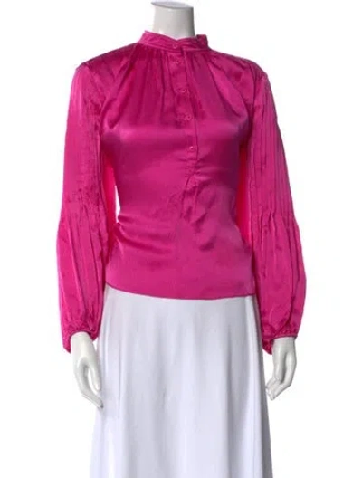 Pre-owned Apiece Apart Silk Long Sleeve Blouse In Pink