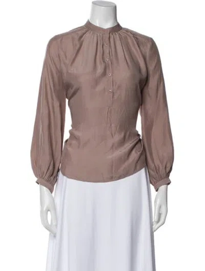 Pre-owned Apiece Apart Silk Long Sleeve Blouse In Purple