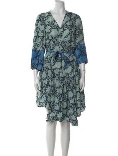 Pre-owned Apiece Apart Silk Midi Length Dress In Blue