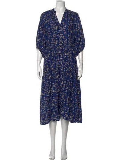 Pre-owned Apiece Apart Silk Midi Length Dress In Blue