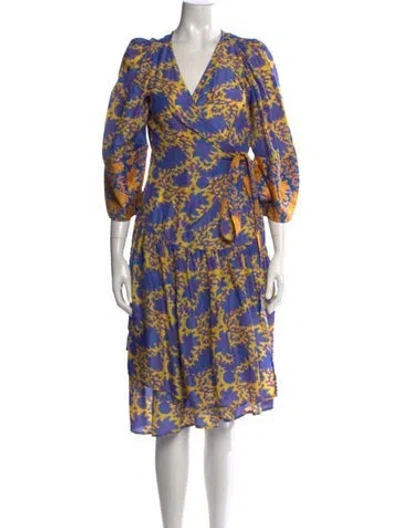 Pre-owned Apiece Apart Silk Midi Length Dress In Blue