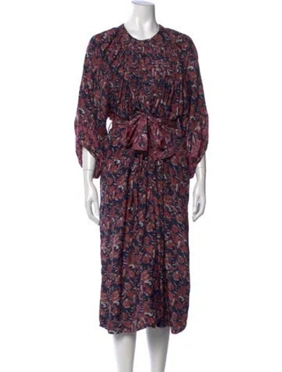 Pre-owned Apiece Apart Silk Midi Length Dress In Burgundy