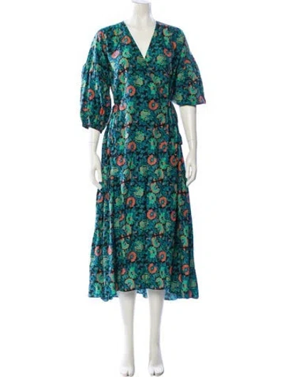 Pre-owned Apiece Apart Silk Midi Length Dress In Green