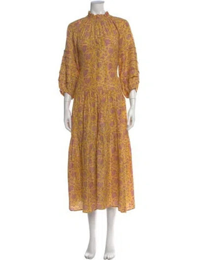 Pre-owned Apiece Apart Silk Midi Length Dress In Multi