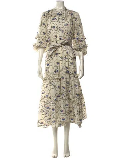 Pre-owned Apiece Apart Silk Midi Length Dress In Neutral