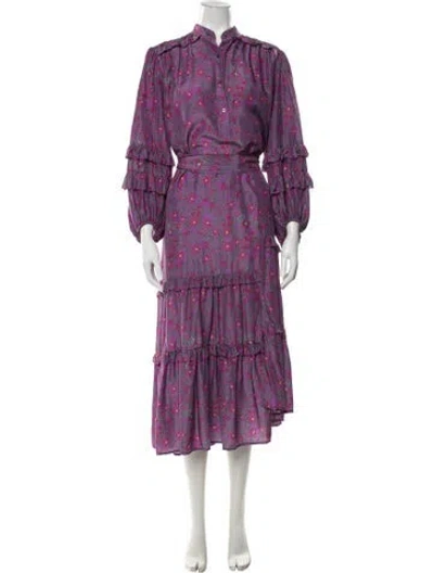 Pre-owned Apiece Apart Silk Midi Length Dress In Purple