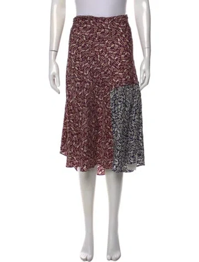 Pre-owned Apiece Apart Silk Midi Length Skirt In Burgundy