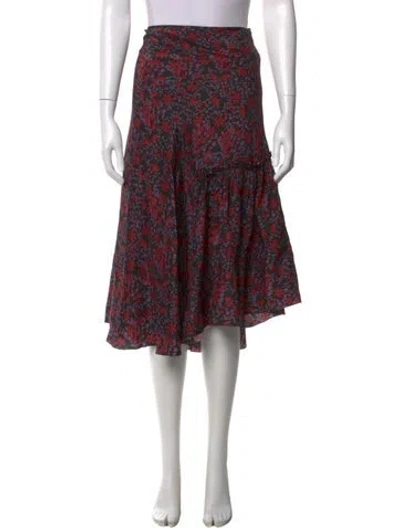 Pre-owned Apiece Apart Silk Midi Length Skirt In Red
