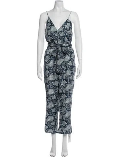Pre-owned Apiece Apart Silk Paisley Print Jumpsuit In Blue
