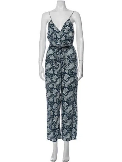 Pre-owned Apiece Apart Silk Paisley Print Jumpsuit In Blue