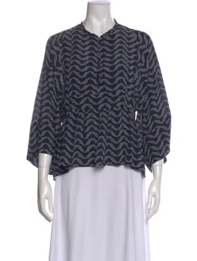 Pre-owned Apiece Apart Silk Patterned Blouse In Blue