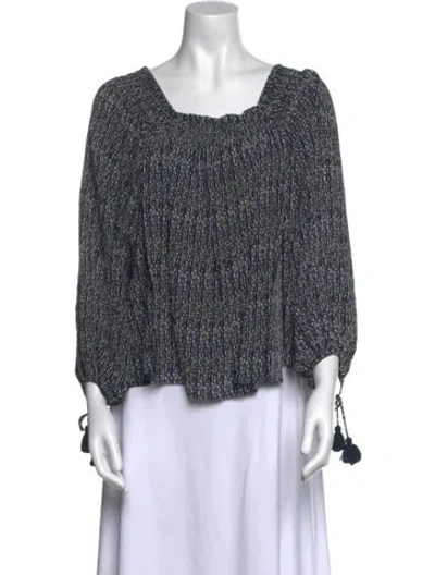 Pre-owned Apiece Apart Silk Printed Blouse In Blue