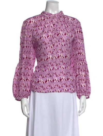 Pre-owned Apiece Apart Silk Printed Blouse In Purple