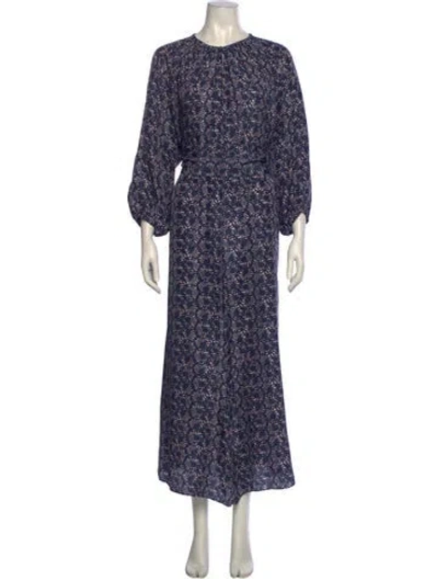 Pre-owned Apiece Apart Silk Printed Jumpsuit In Blue
