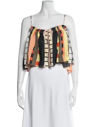 Pre-owned Apiece Apart Silk Printed Top In Orange