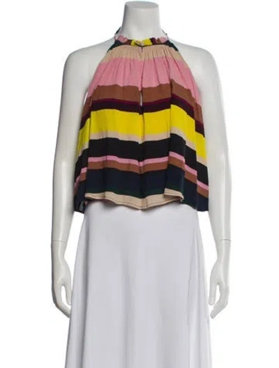 Pre-owned Apiece Apart Silk Striped Blouse In Multi