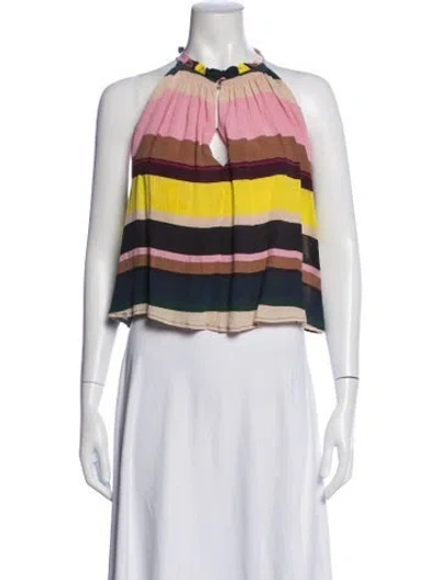 Pre-owned Apiece Apart Silk Striped Blouse In Pink