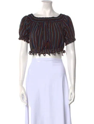 Pre-owned Apiece Apart Silk Striped Crop Top In Black