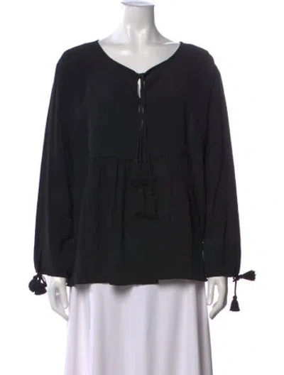 Pre-owned Apiece Apart Silk V-neck Blouse In Black