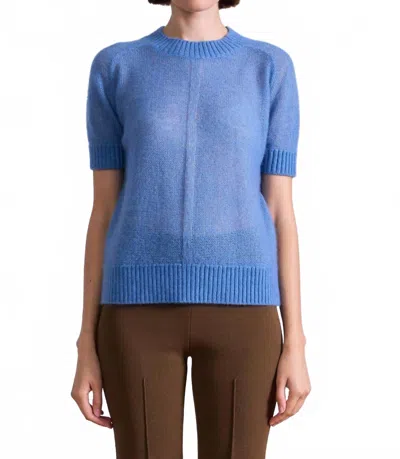 Apiece Apart Softest Tissue Short-sleeve Sweater In Blue Fog
