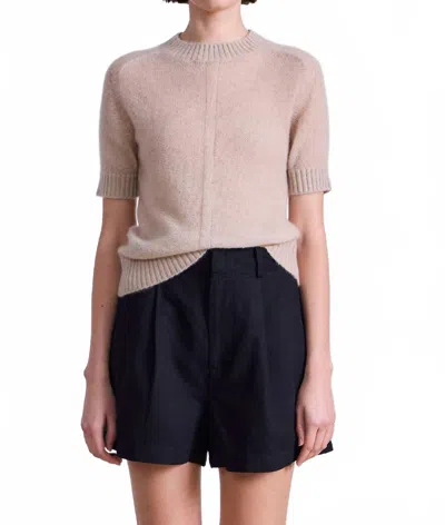 Apiece Apart Softest Tissue Short-sleeve Sweater In Sand In Pink