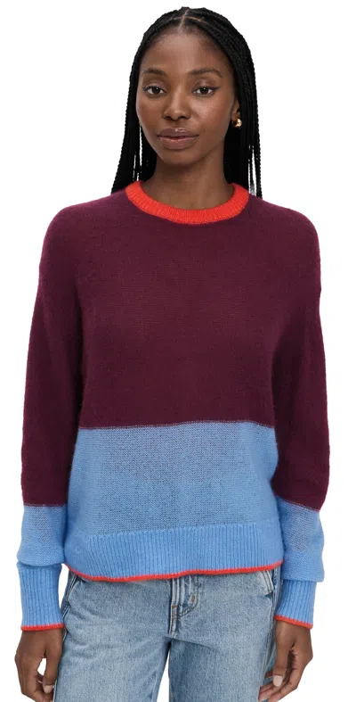 Apiece Apart Softest Tissue Weight Sweater Black Cherry/cornflower