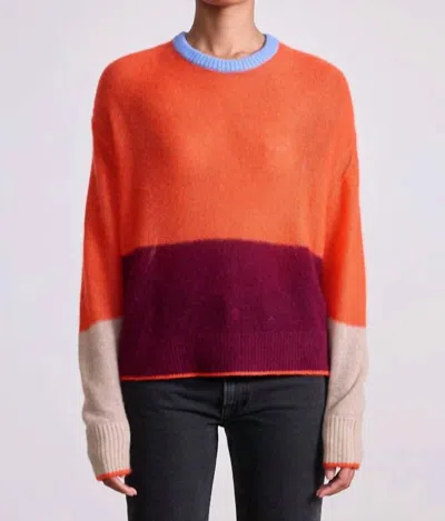 Apiece Apart Softest Tissue Weight Sweater In Tigerlily & Black Cherry In Orange