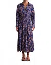 Apiece Apart Sophia Smocked Shirt Dress In Large Lace Floral Navy In Blue