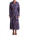 Apiece Apart Sophia Smocked Shirt Dress In Large Lace Floral Navy In Multi