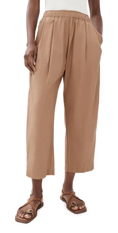 Apiece Apart Spa Pleat Pants Deep Khaki In Brown