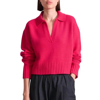Apiece Apart Split Neck Henley Sweater In Cerise In Pink