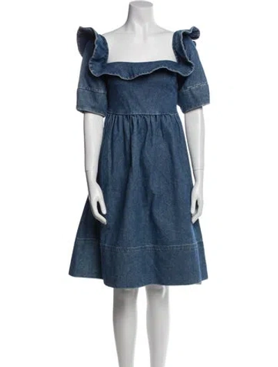 Pre-owned Apiece Apart Square Neckline Knee-length Dress W/ Tags In Blue