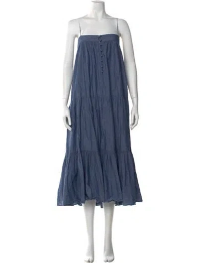 Pre-owned Apiece Apart Square Neckline Long Dress In Blue