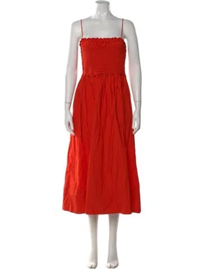 Pre-owned Apiece Apart Square Neckline Long Dress In Orange