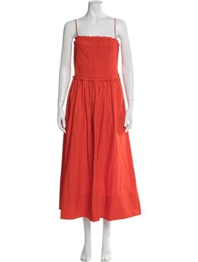 Pre-owned Apiece Apart Square Neckline Long Dress In Red