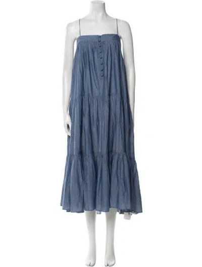 Pre-owned Apiece Apart Square Neckline Long Dress W/ Tags In Blue