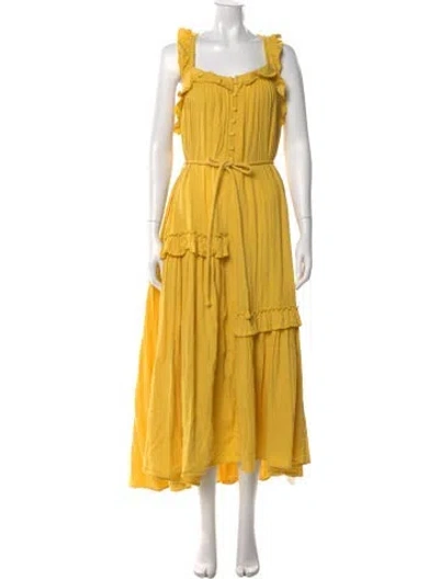 Pre-owned Apiece Apart Square Neckline Long Dress In Yellow