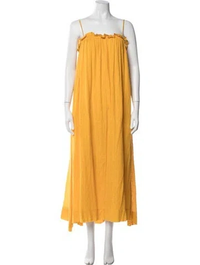 Pre-owned Apiece Apart Square Neckline Long Dress In Yellow