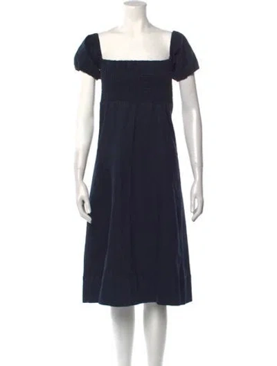 Pre-owned Apiece Apart Square Neckline Midi Length Dress In Blue