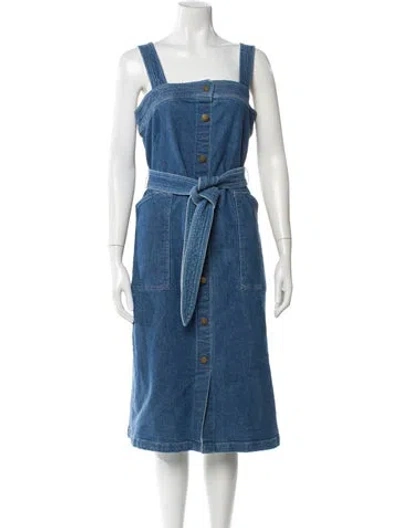 Pre-owned Apiece Apart Square Neckline Midi Length Dress In Blue