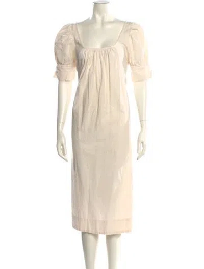 Pre-owned Apiece Apart Square Neckline Midi Length Dress In Neutral