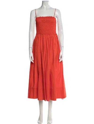Pre-owned Apiece Apart Square Neckline Midi Length Dress In Orange