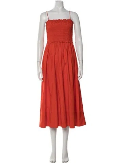 Pre-owned Apiece Apart Square Neckline Midi Length Dress In Orange