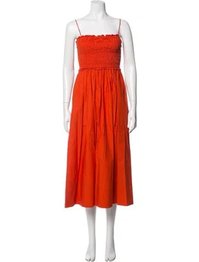 Pre-owned Apiece Apart Square Neckline Midi Length Dress In Orange