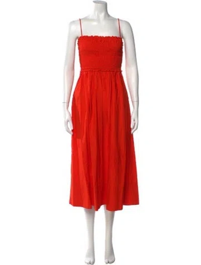 Pre-owned Apiece Apart Square Neckline Midi Length Dress In Red