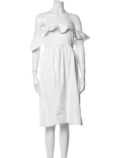 Pre-owned Apiece Apart Square Neckline Midi Length Dress In White