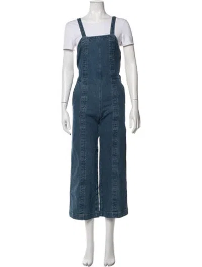 Pre-owned Apiece Apart Square Neckline Overalls In Blue