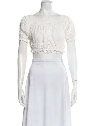Pre-owned Apiece Apart Square Neckline Short Sleeve Crop Top In Neutral