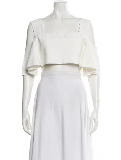 Pre-owned Apiece Apart Square Neckline Short Sleeve Crop Top In Neutral