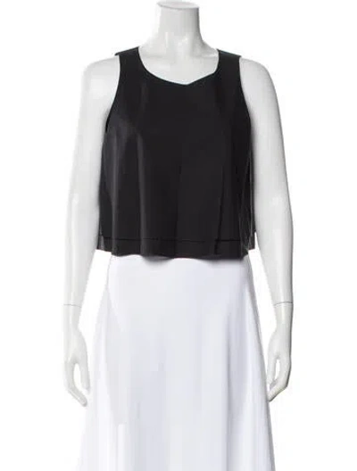 Pre-owned Apiece Apart Square Neckline Sleeveless Crop Top In Black